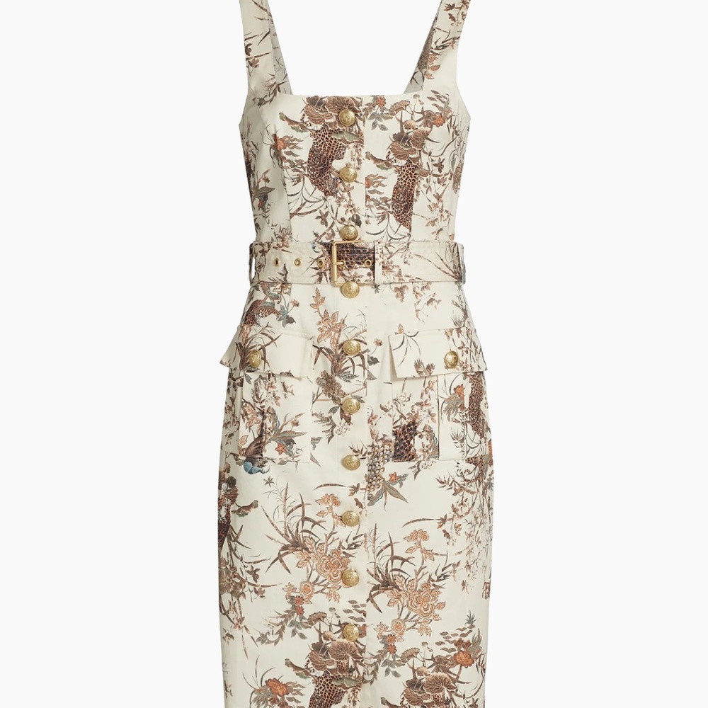 L’Agence Idy Printed Stretch Cotton Belted Tank Dress